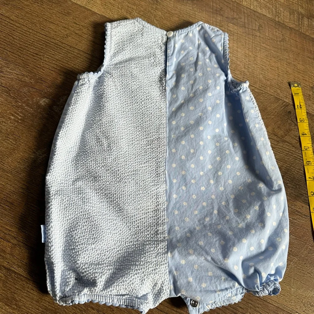 Carter's Baby Blue White Polka Dot Seersucker Butterfly Bodysuit 18-24M